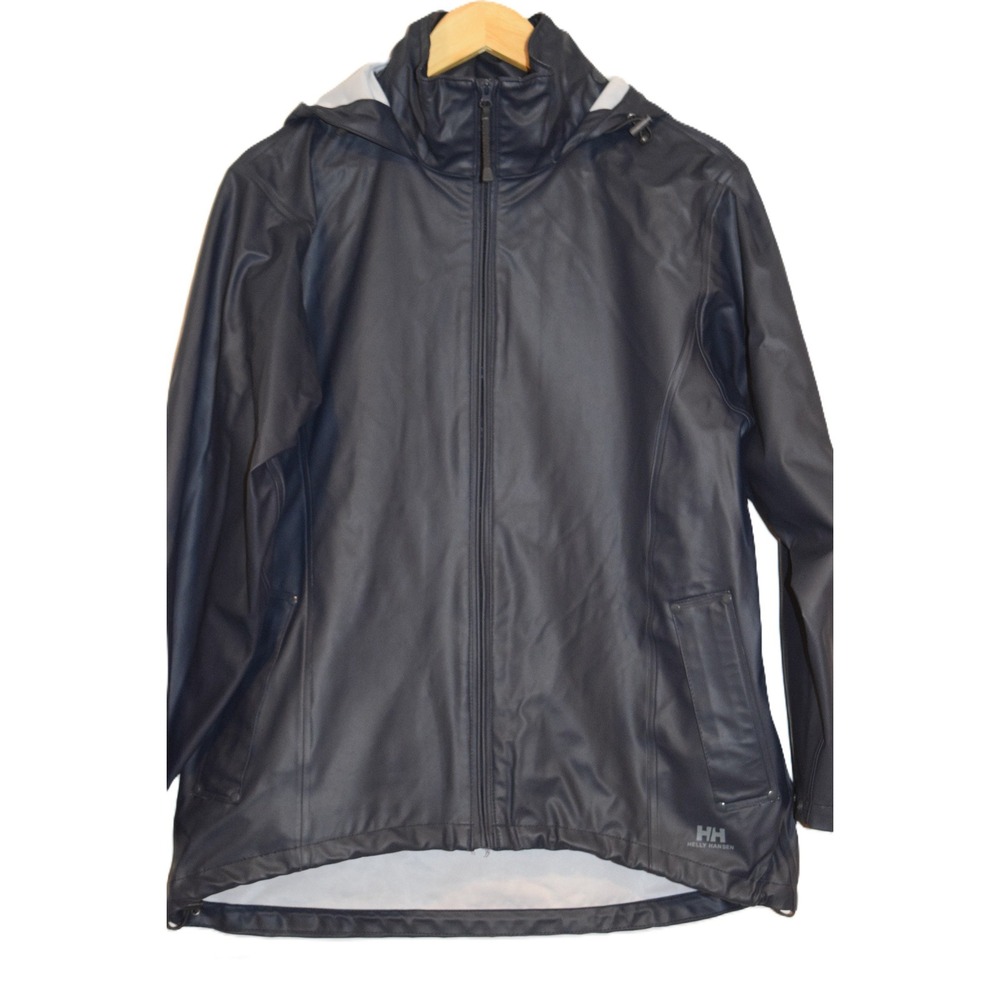 Helly Hansen Mens Navy‎ Blue Polyurethane Hooded Rain Jacket Size Small Regular
